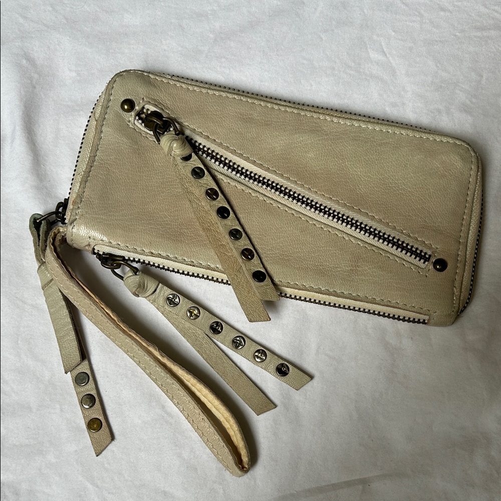 Free People Cream Canvas Wallet with Zipper